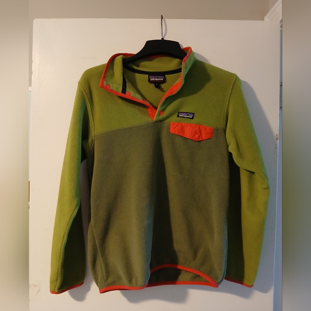 Patagonia Green and Orange Women's Fleece Pullover